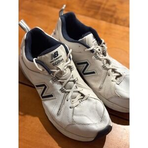 New Balance 608v4 Mens Size 12 Training Shoes White Navy Leather MX608V4W